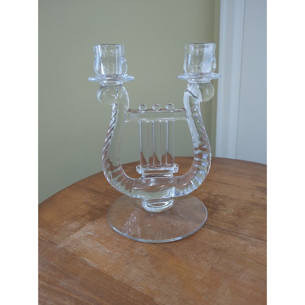 Vintage Fostoria Lyre Double Candlestick Holder